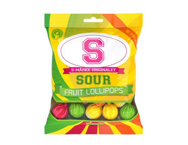 Candy People S-brand Sour Fruit Lollipops