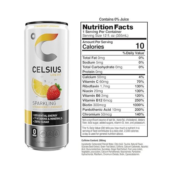 Celsius Sparkling Strawberry Lemonade - Image 3