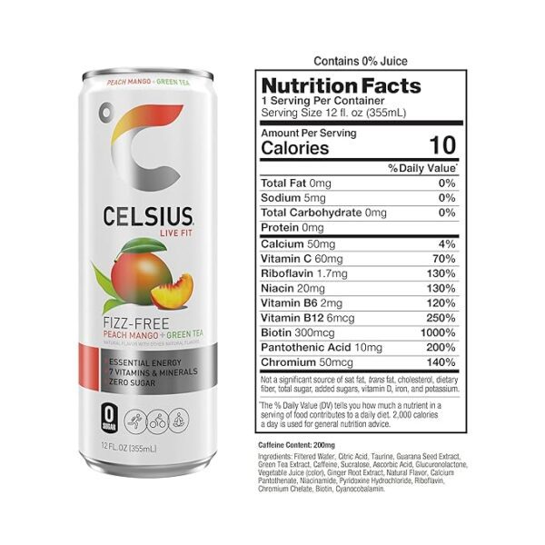 Celsius Peach Mango Green Tea - Image 3