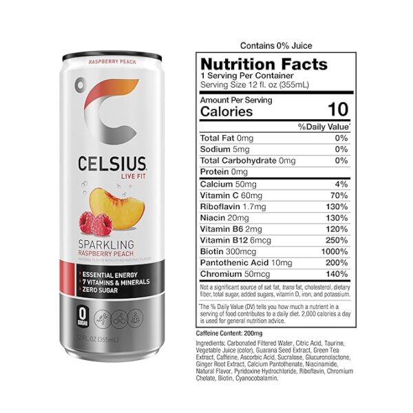 Celsius Sparkling Raspberry Peach - Image 3