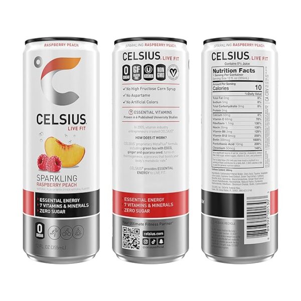 Celsius Sparkling Raspberry Peach - Image 2