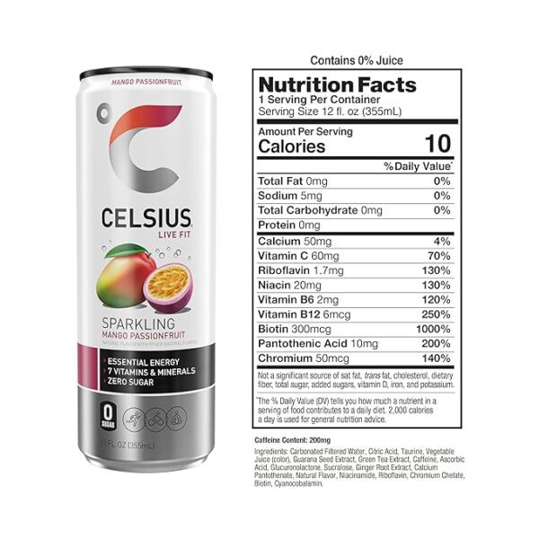 Celsius Sparkling Mango Passionfruit - Image 3