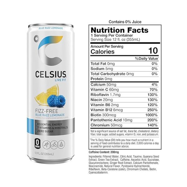 Celsius Fizz Free Blue Razz Lemonade - Image 3