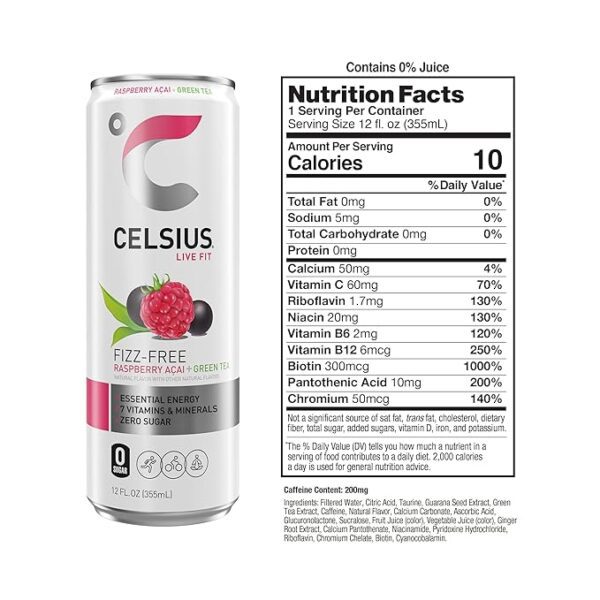 Celsius Raspberry Acai Green Tea - Image 3