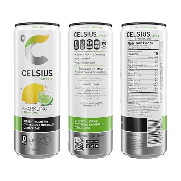 Celsius Sparkling Lemon Lime - Image 2