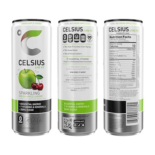 Celsius Sparkling Green Apple Cherry - Image 2