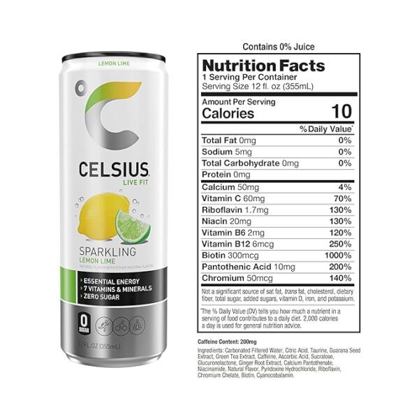 Celsius Sparkling Lemon Lime - Image 3